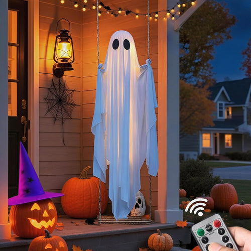 🎁 HOT DEAL – Up to 49% OFF 🔥 Halloween Outdoor Hanging Swing Ghost Decoration with String Lights