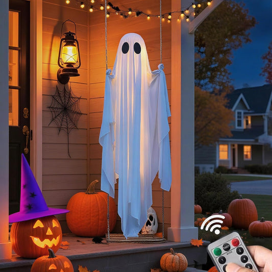 🎁 HOT DEAL – Up to 49% OFF 🔥 Halloween Outdoor Hanging Swing Ghost Decoration with String Lights
