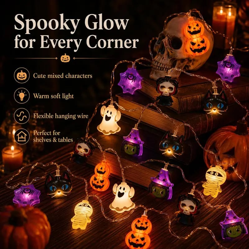 🎃USB-Powered Pumpkin LED String Lights – Cozy Halloween & Fall Decor! 🍂✨