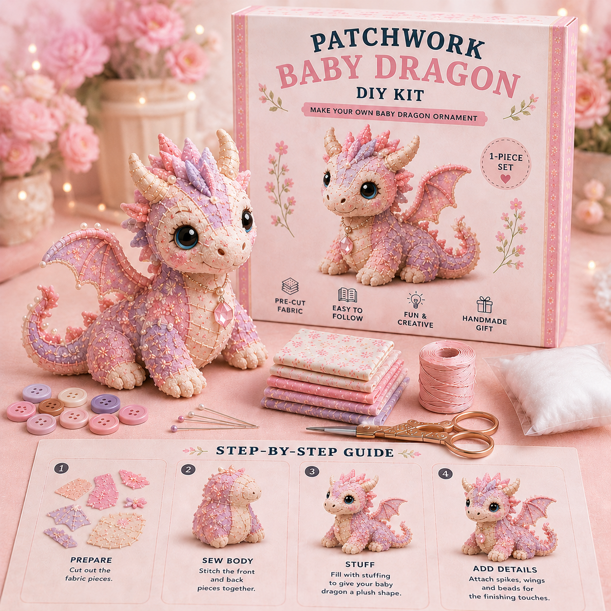 DIY Patchwork Dragon Kit – Craft Your Own Magical Collectible Dragon Plush🔥Last 4 hours🔥🎁For Your Family❤