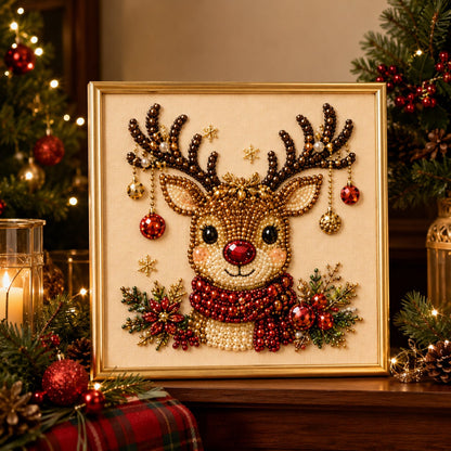 🧘Relaxing & Beginner-Friendly-💎DIY Christmas Pearl Diamond Painting Art Kit With Frame（7.87in*7.87in)