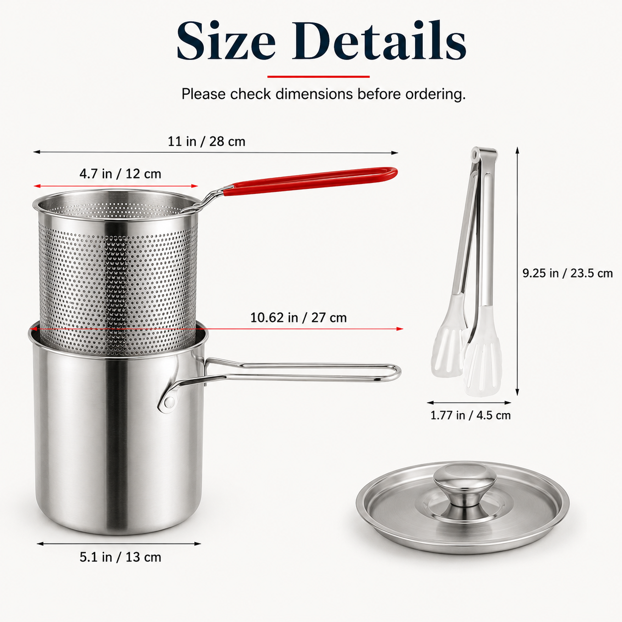 Stainless Steel Deep Fryer Pot with Removable Basket