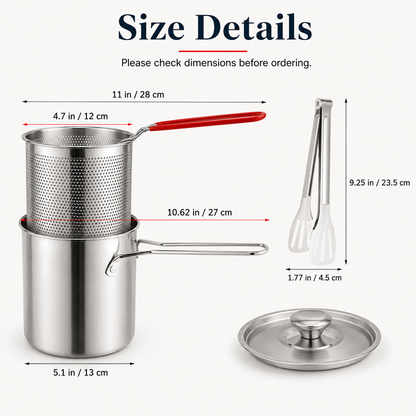 Stainless Steel Deep Fryer Pot with Removable Basket
