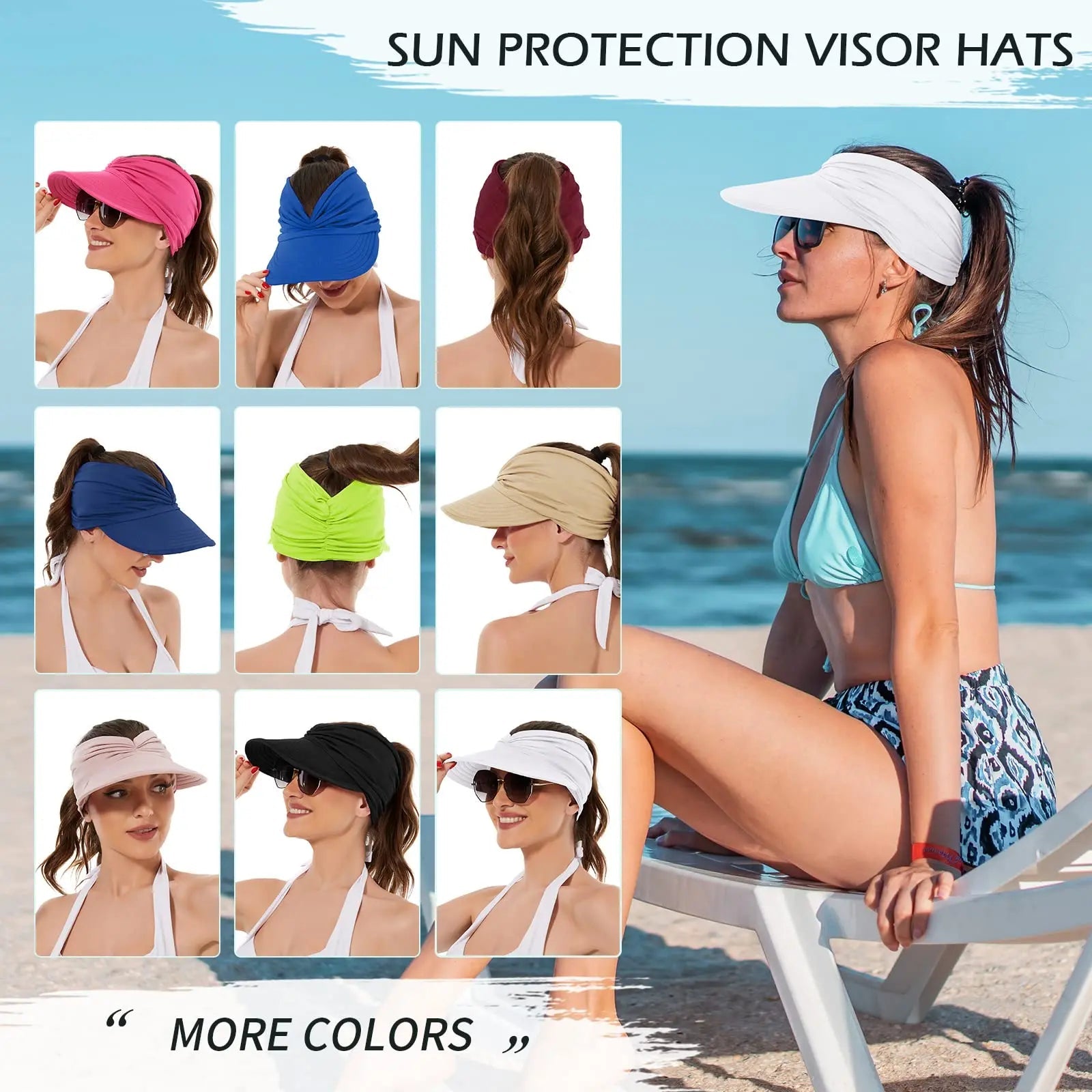 Women's UPF 50+ UV Protection Sun Visor Hat for Cool Summer Outdoor Activities