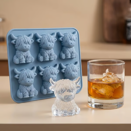 🐮 Mini Highland Cow Ice Cube & Dessert Mold 🧊🍪 Cute 3D Ice for Drinks, Parties & Gifts💕
