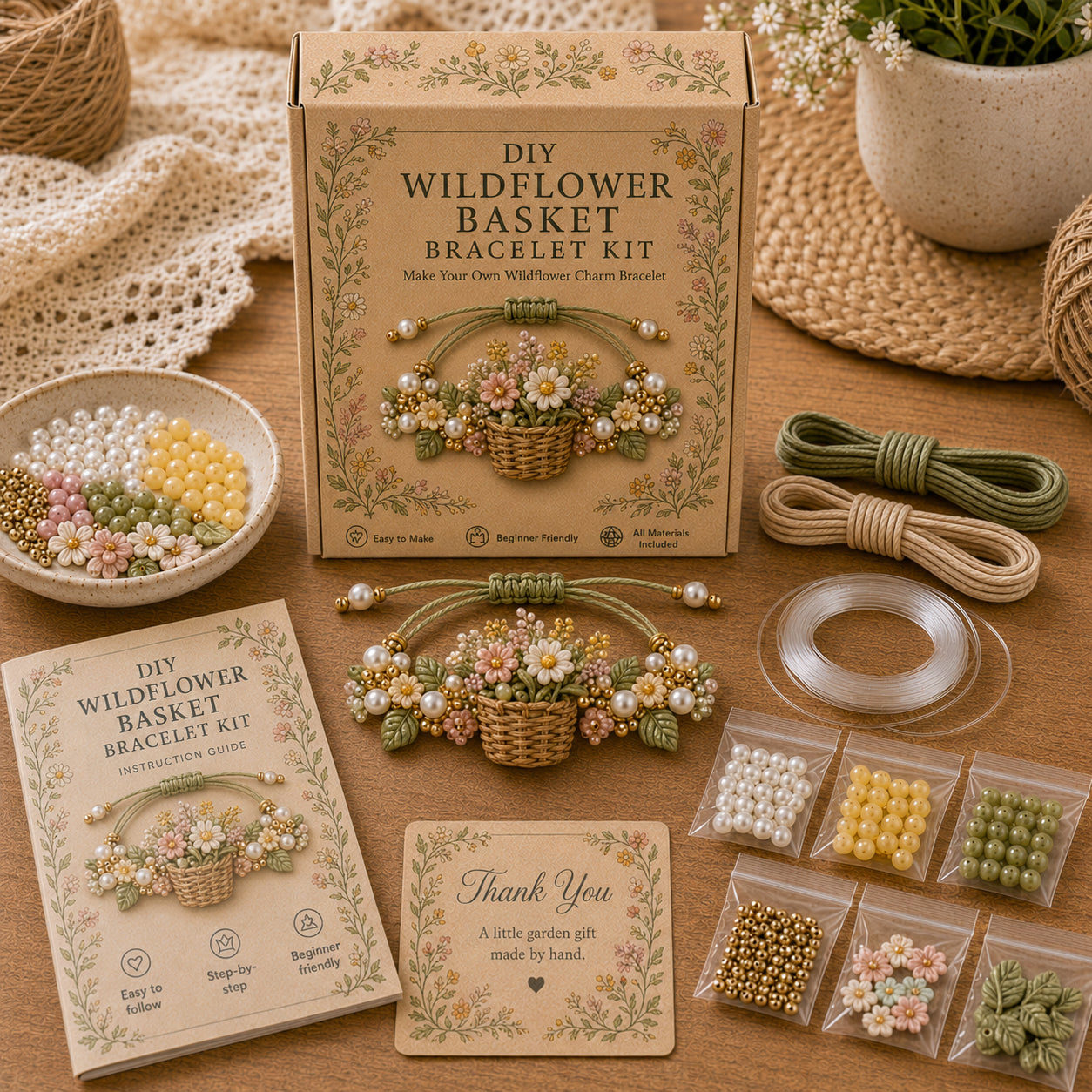 🔥50% Off Last Day - -🌻🍄Cottage Garden Charm Bracelet DIY Kit Series🌼🌾🧺
