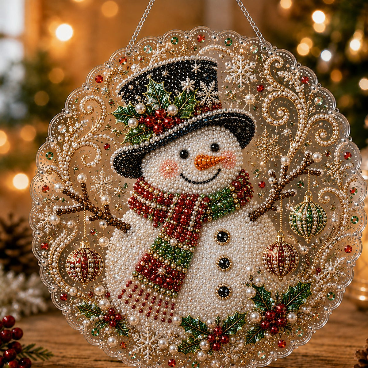 Christmas Pearl Diamond Art Hanging Ornament Kit 🎄✨ – Luxury Flocked Canvas & Non‑Fading Pearl Beads DIY Holiday Décor