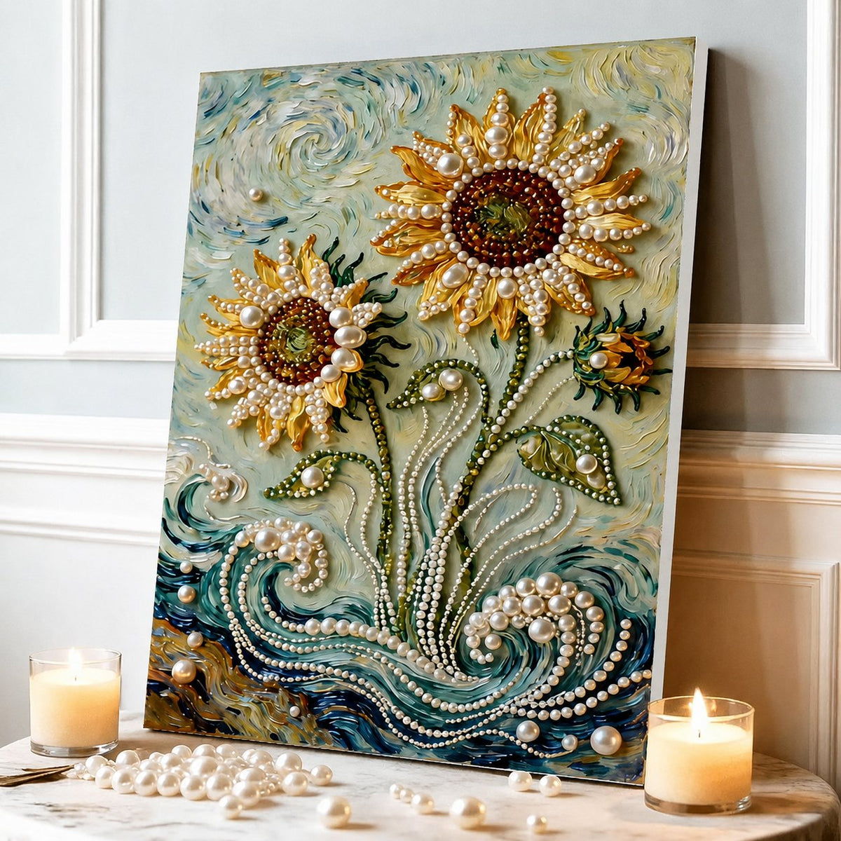 DIY Self-Adhesive Pearl Canvas Art for Elegant Wall Decor