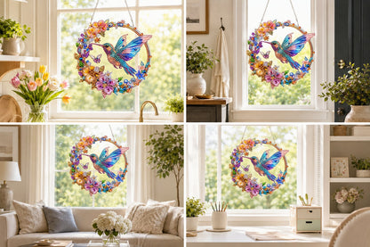 💥LAST DAY 57% OFF - Hummingbird Diamond Art Hanging Ornament Kit – Sparkling DIY Window Ornament 🐦✨