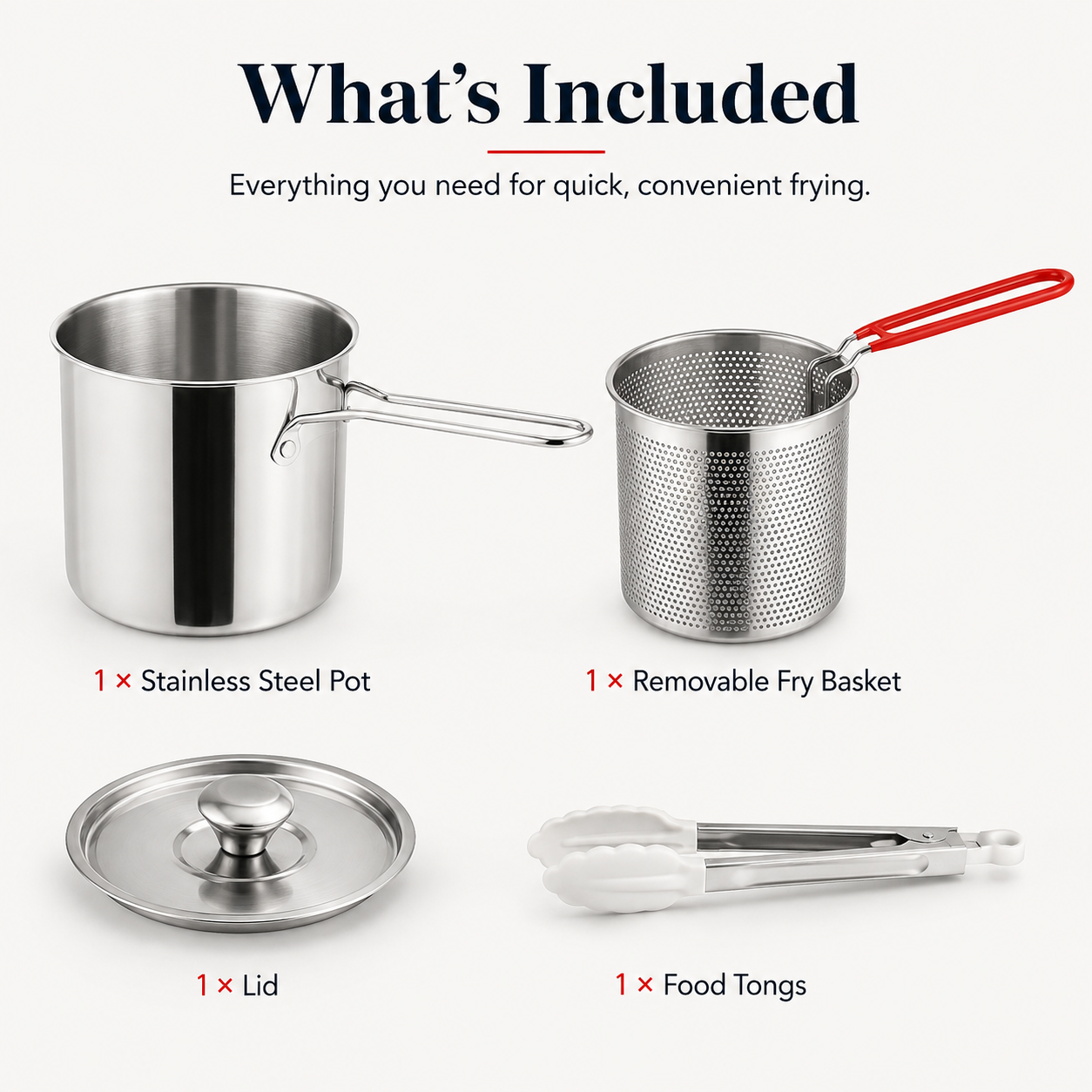 Stainless Steel Deep Fryer Pot with Removable Basket