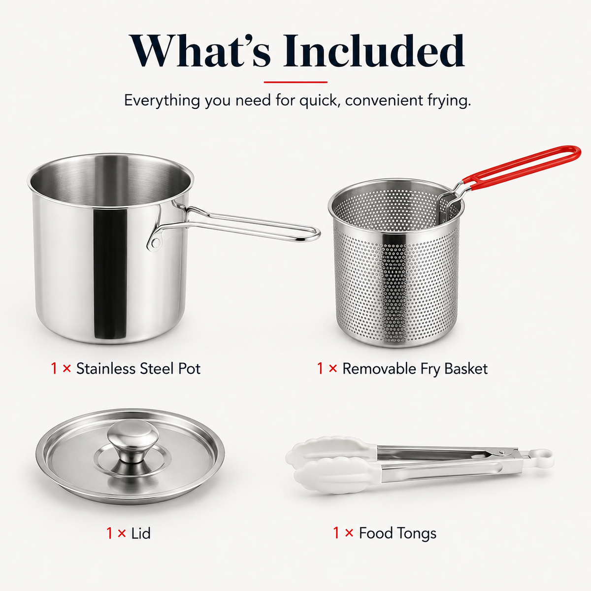 Stainless Steel Deep Fryer Pot with Removable Basket