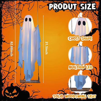 🎁 HOT DEAL – Up to 49% OFF 🔥 Halloween Outdoor Hanging Swing Ghost Decoration with String Lights