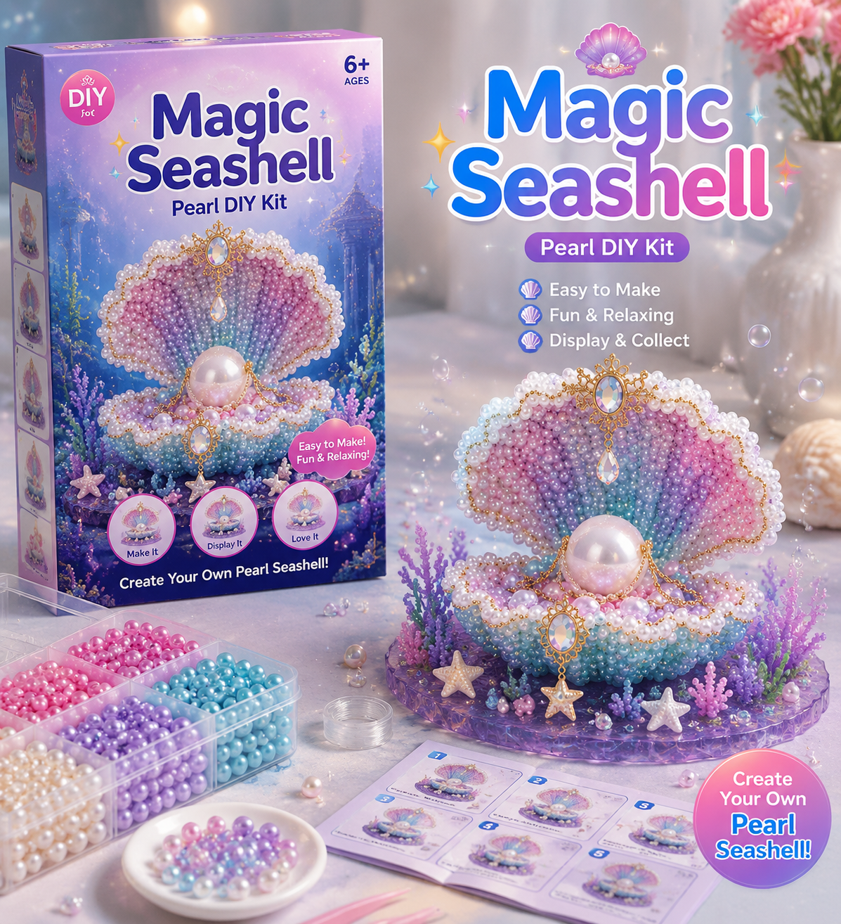 Lumiivia Magical Ocean Friends Pearl DIY Kit - 12 Designs to Create & Collect