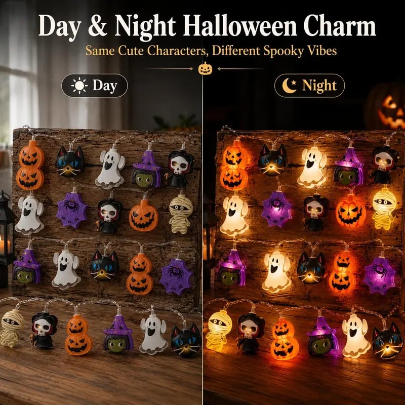 🎃USB-Powered Pumpkin LED String Lights – Cozy Halloween & Fall Decor! 🍂✨