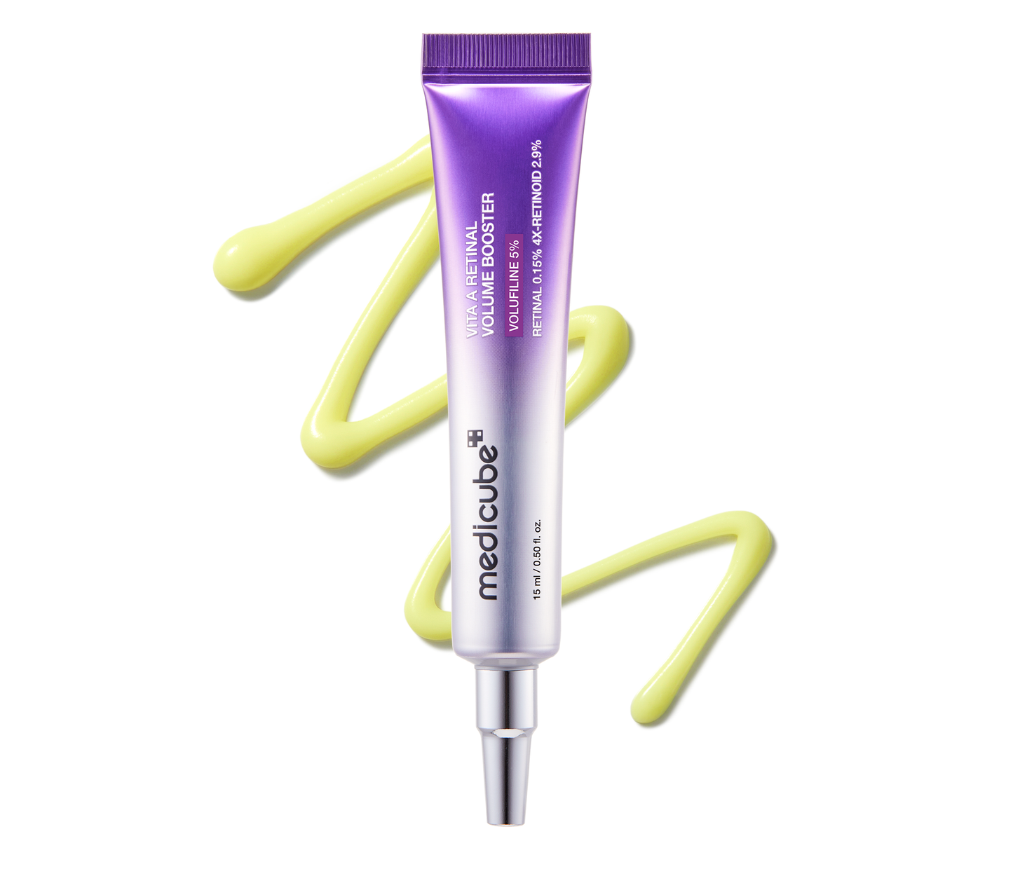 medicube Vita A Retinal Volume Booster tube with yellow formula texture